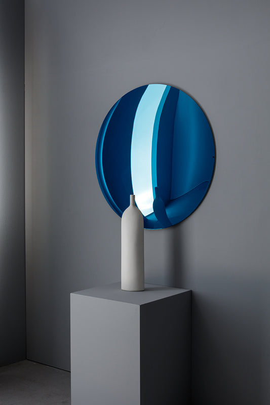 A Sun Bel Specchio Convesso Vetro Blu Cobalto 1 - Andrea Grazi
